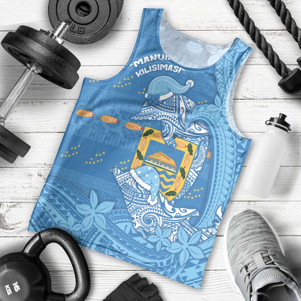 Tuvalu Christmas Men Tank Top Dolphins Santa Xmas Tribal Waves DT05 - Polynesian Pride