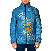 Tuvalu Christmas Padded Jacket Dolphins Santa Xmas Tribal Waves - Polynesian Pride
