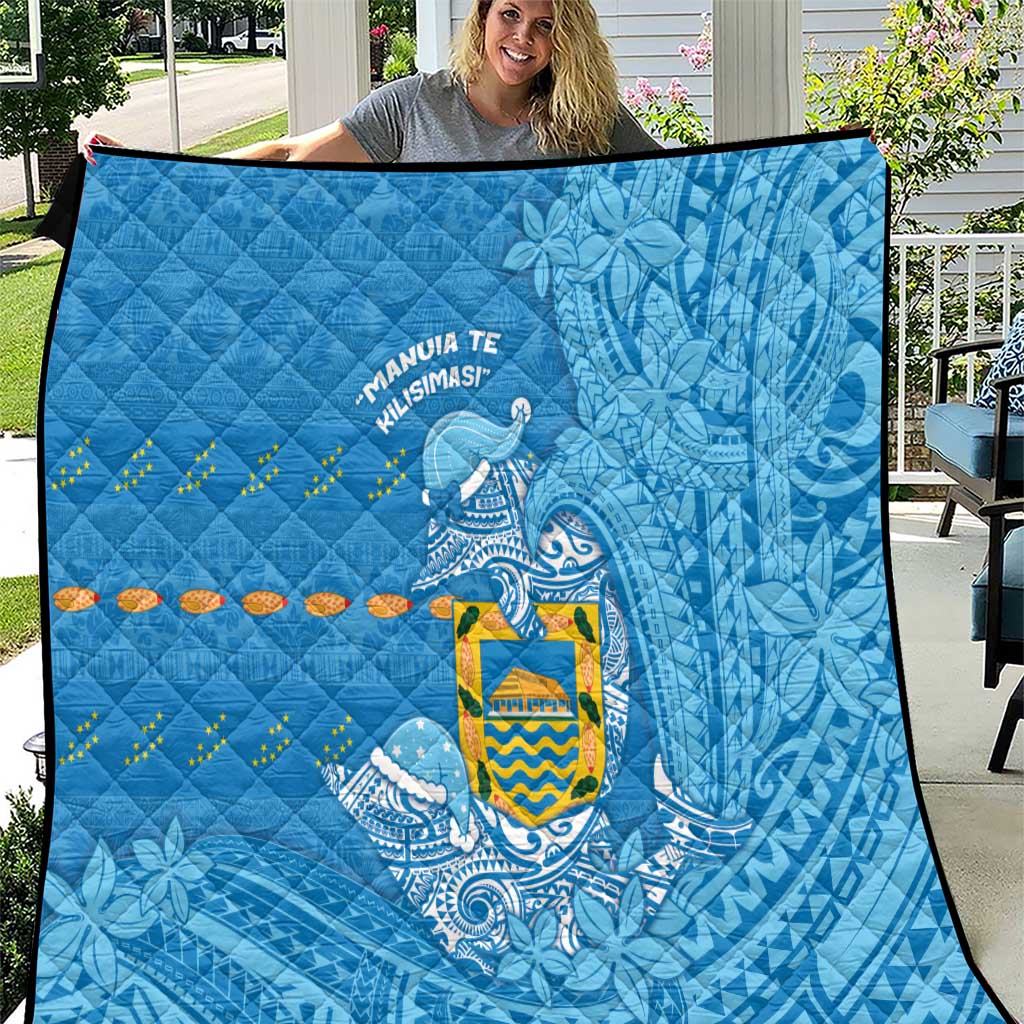 Tuvalu Christmas Quilt Dolphins Santa Xmas Tribal Waves - Polynesian Pride