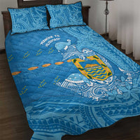 Tuvalu Christmas Quilt Bed Set Dolphins Santa Xmas Tribal Waves - Polynesian Pride