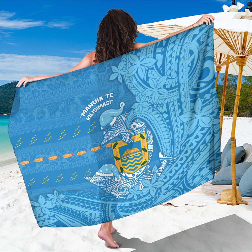 Tuvalu Christmas Sarong Dolphins Santa Xmas Tribal Waves - Polynesian Pride