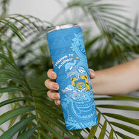 Tuvalu Christmas Skinny Tumbler Dolphins Santa Xmas Tribal Waves - Polynesian Pride