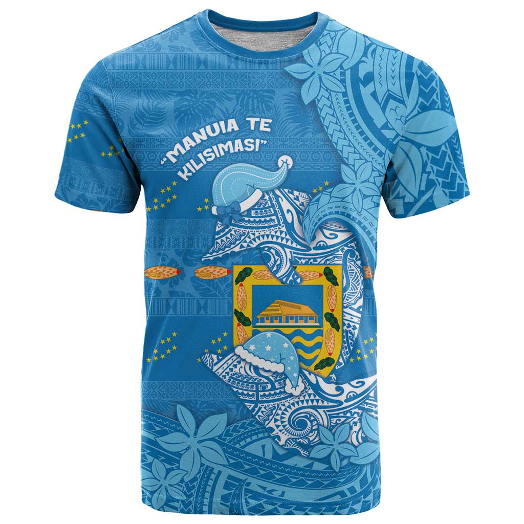 Tuvalu Christmas T Shirt Dolphins Santa Xmas Tribal Waves - Polynesian Pride