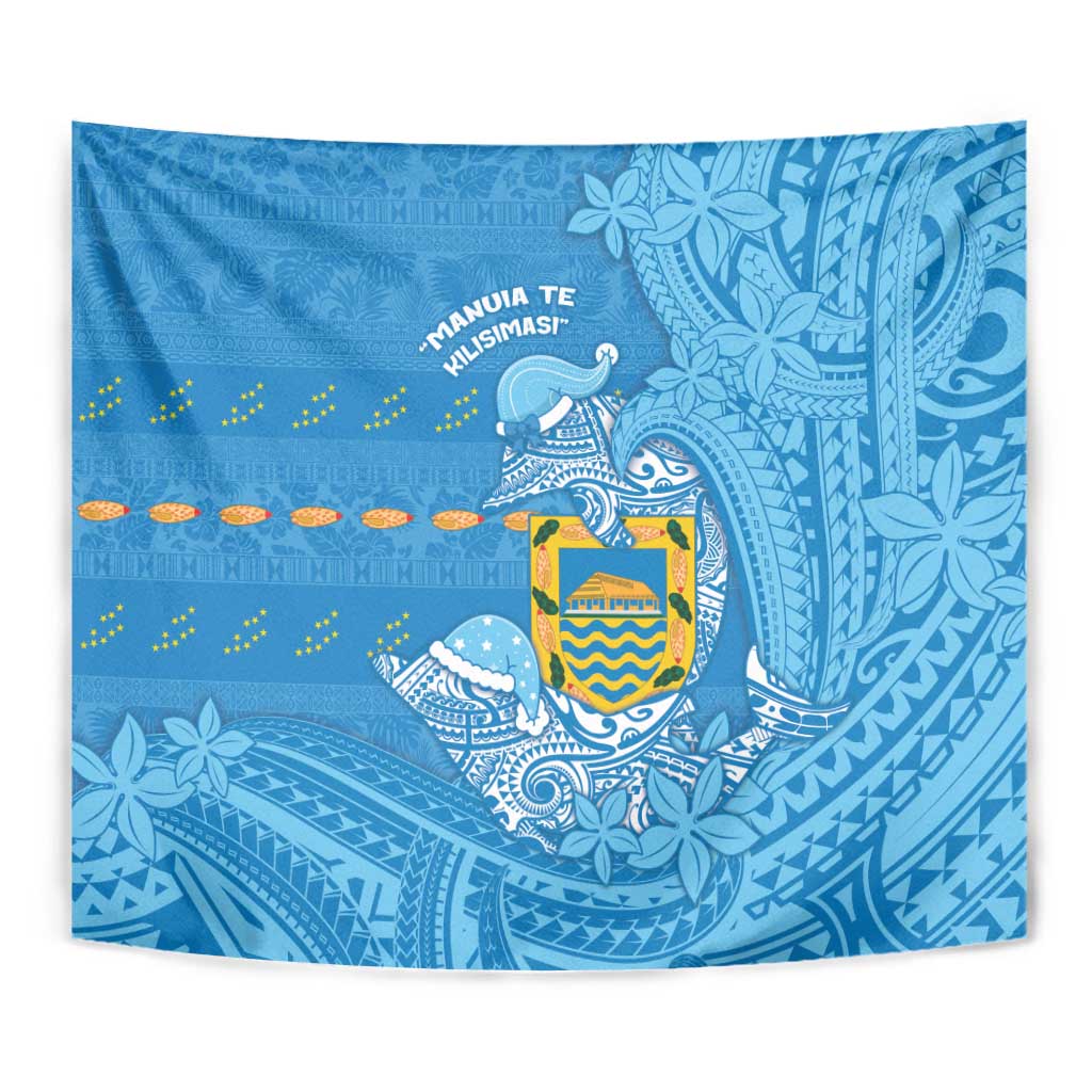 Tuvalu Christmas Tapestry Dolphins Santa Xmas Tribal Waves - Polynesian Pride