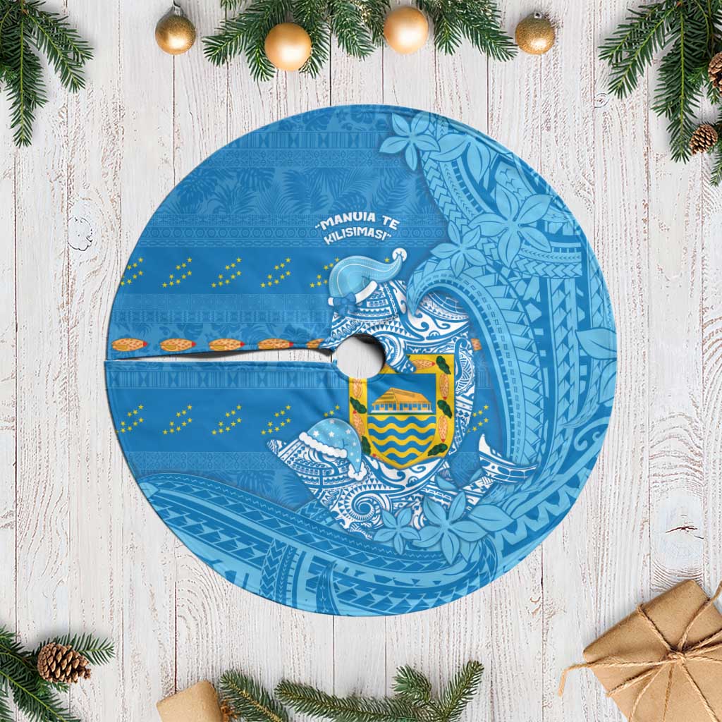 Tuvalu Christmas Tree Skirt Dolphins Santa Xmas Tribal Waves - Polynesian Pride