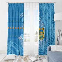 Tuvalu Christmas Window Curtain Dolphins Santa Xmas Tribal Waves - Polynesian Pride