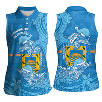 Tuvalu Christmas Women Sleeveless Polo Shirt Dolphins Santa Xmas Tribal Waves - Polynesian Pride