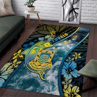 Tuvalu Area Rug Dolphin On The Waves DT05 Blue - Polynesian Pride