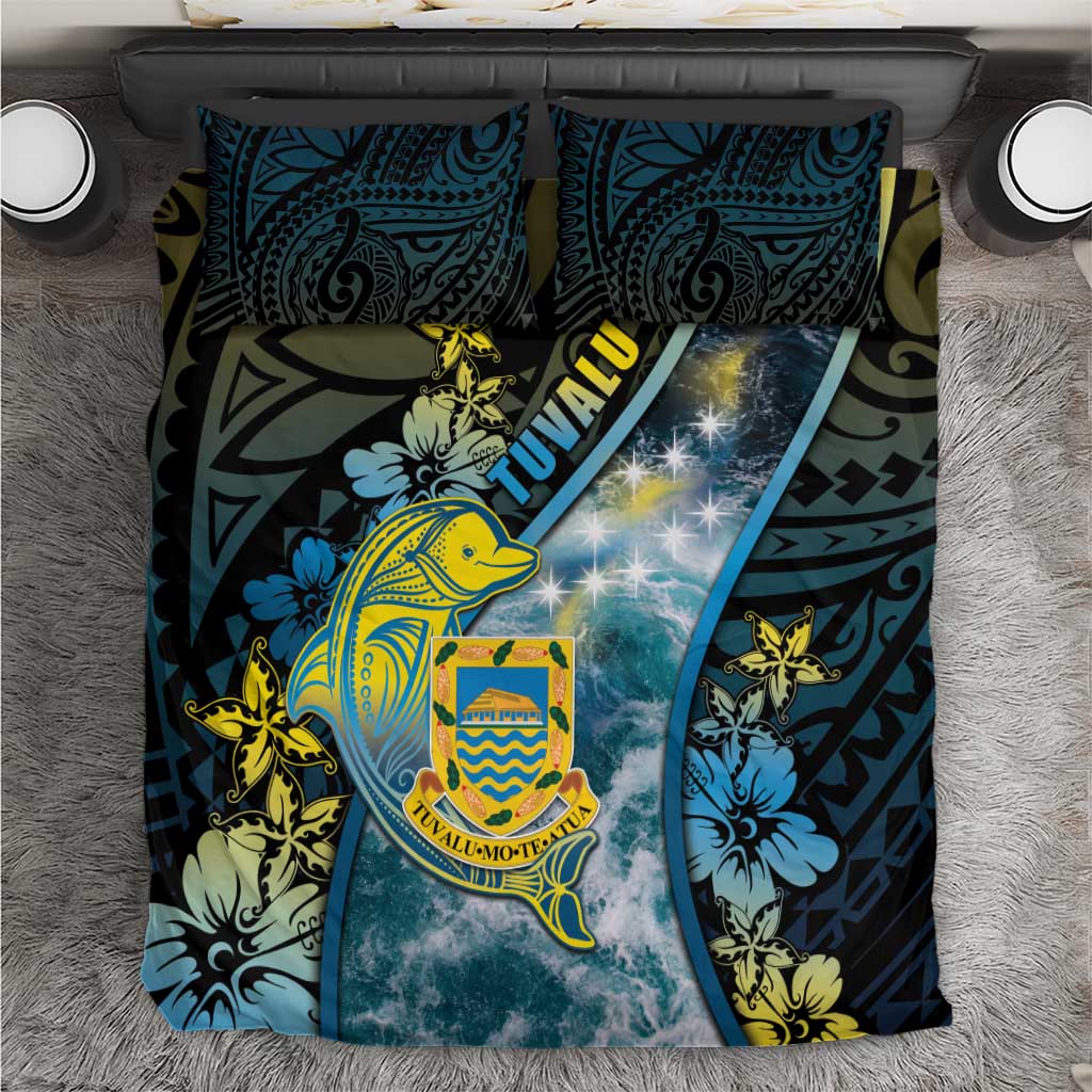 Tuvalu Bedding Set Dolphin On The Waves DT05 Blue - Polynesian Pride