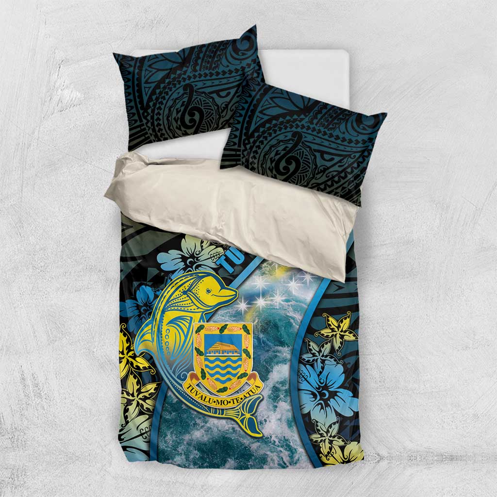 Tuvalu Bedding Set Dolphin On The Waves DT05 US Twin 172cm x 218cm Blue - Polynesian Pride