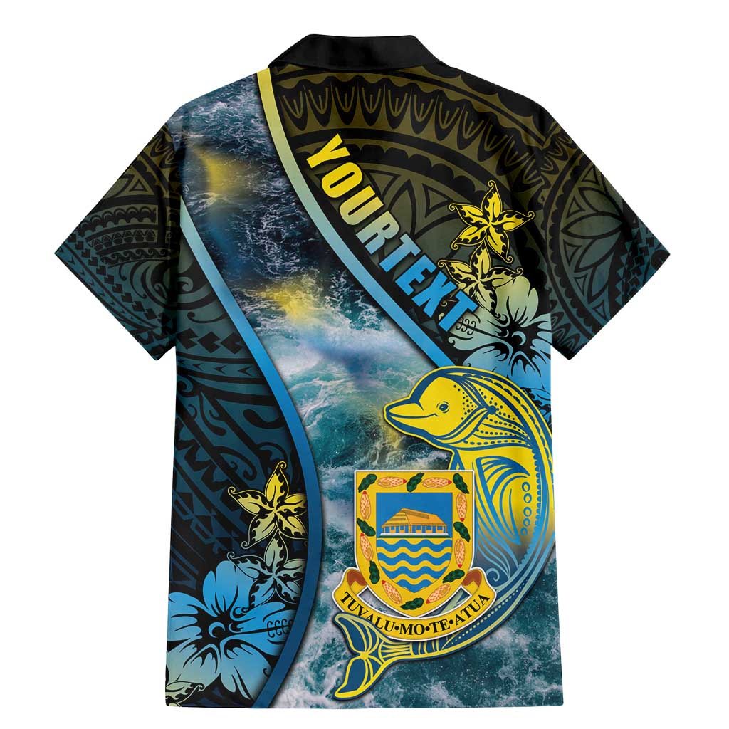 Personalised Tuvalu Family Matching Mermaid Dress and Hawaiian Shirt Dolphin On The Waves