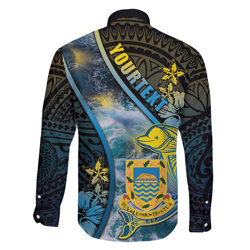 Personalised Tuvalu Family Matching Off Shoulder Maxi Dress and Hawaiian Shirt Dolphin On The Waves