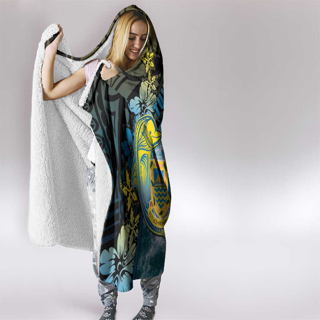 Tuvalu Hooded Blanket Dolphin On The Waves