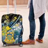 Tuvalu Luggage Cover Dolphin On The Waves DT05 Blue - Polynesian Pride
