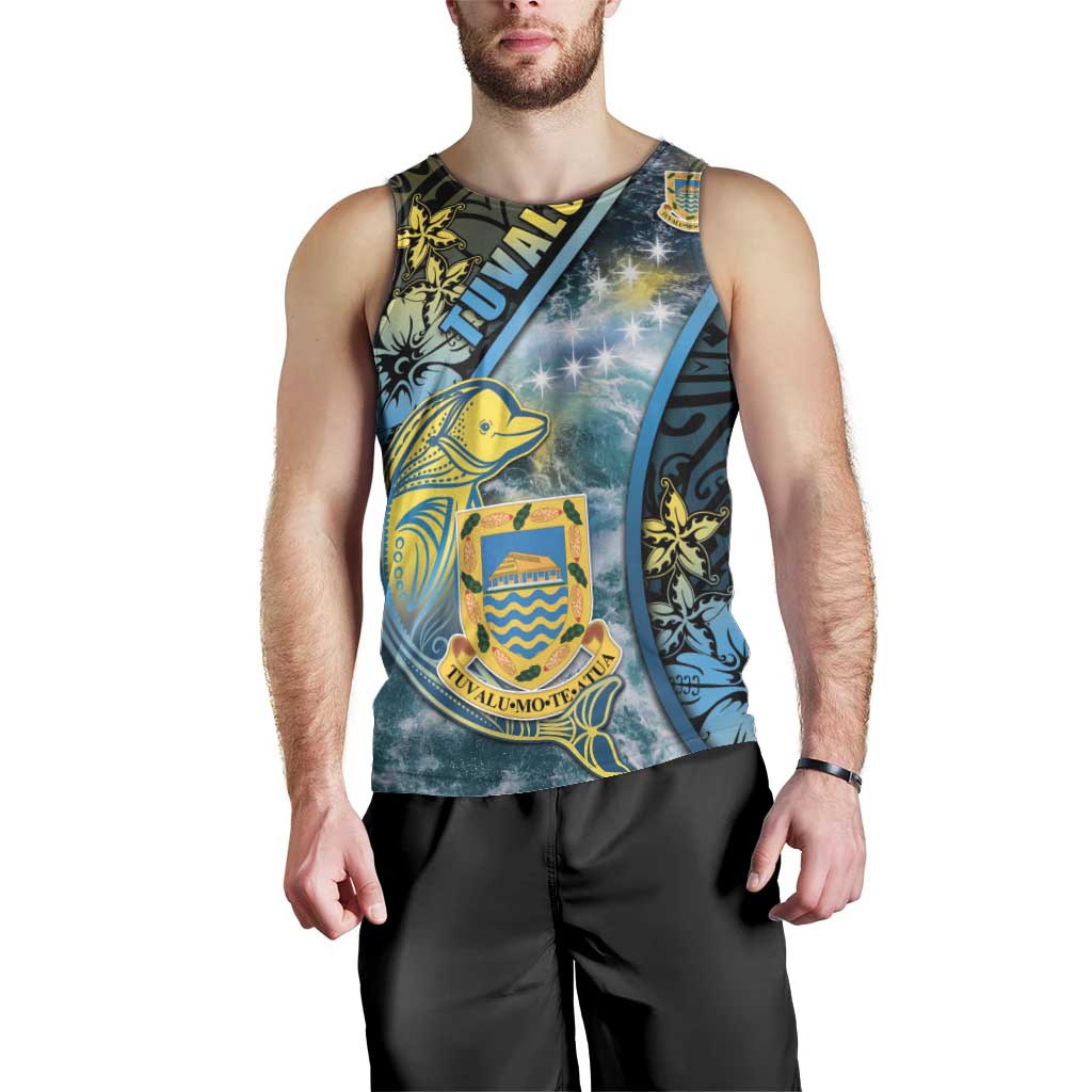 Personalised Tuvalu Men Tank Top Dolphin On The Waves