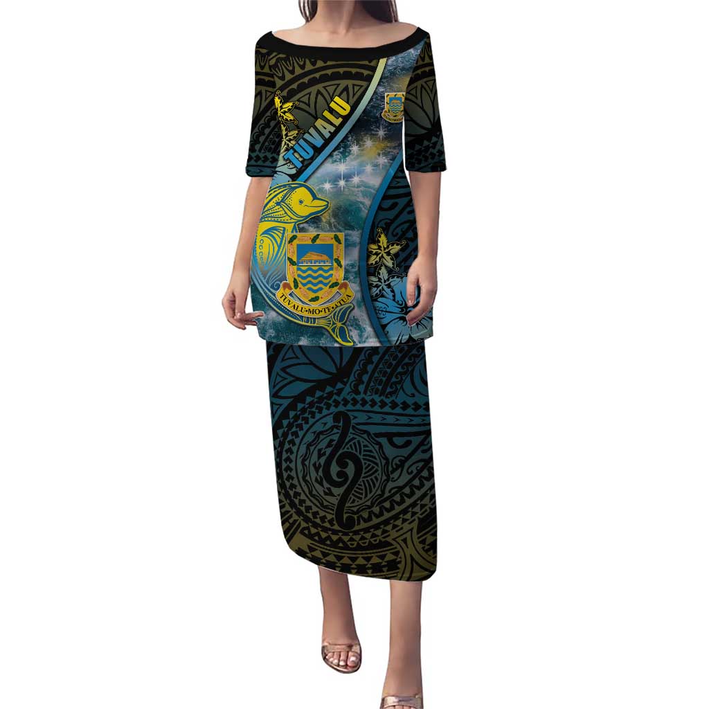 Personalised Tuvalu Puletasi Dolphin On The Waves