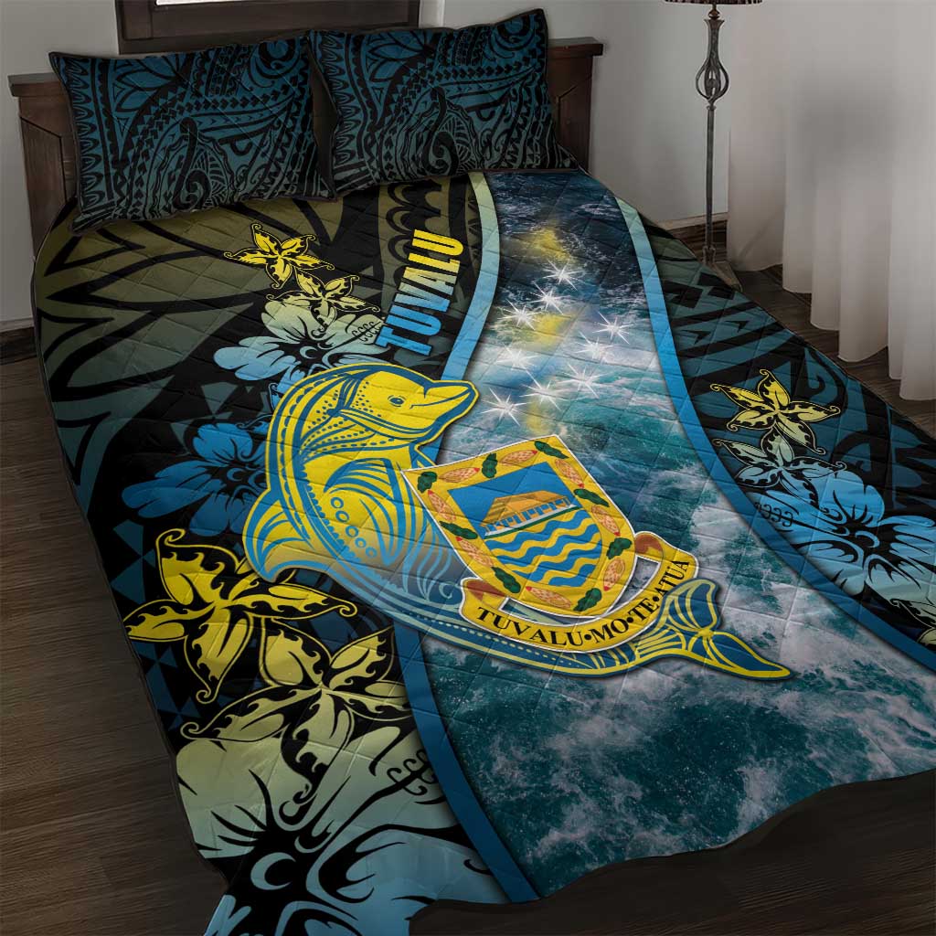 Tuvalu Quilt Bed Set Dolphin On The Waves