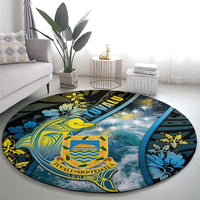 Tuvalu Round Carpet Dolphin On The Waves