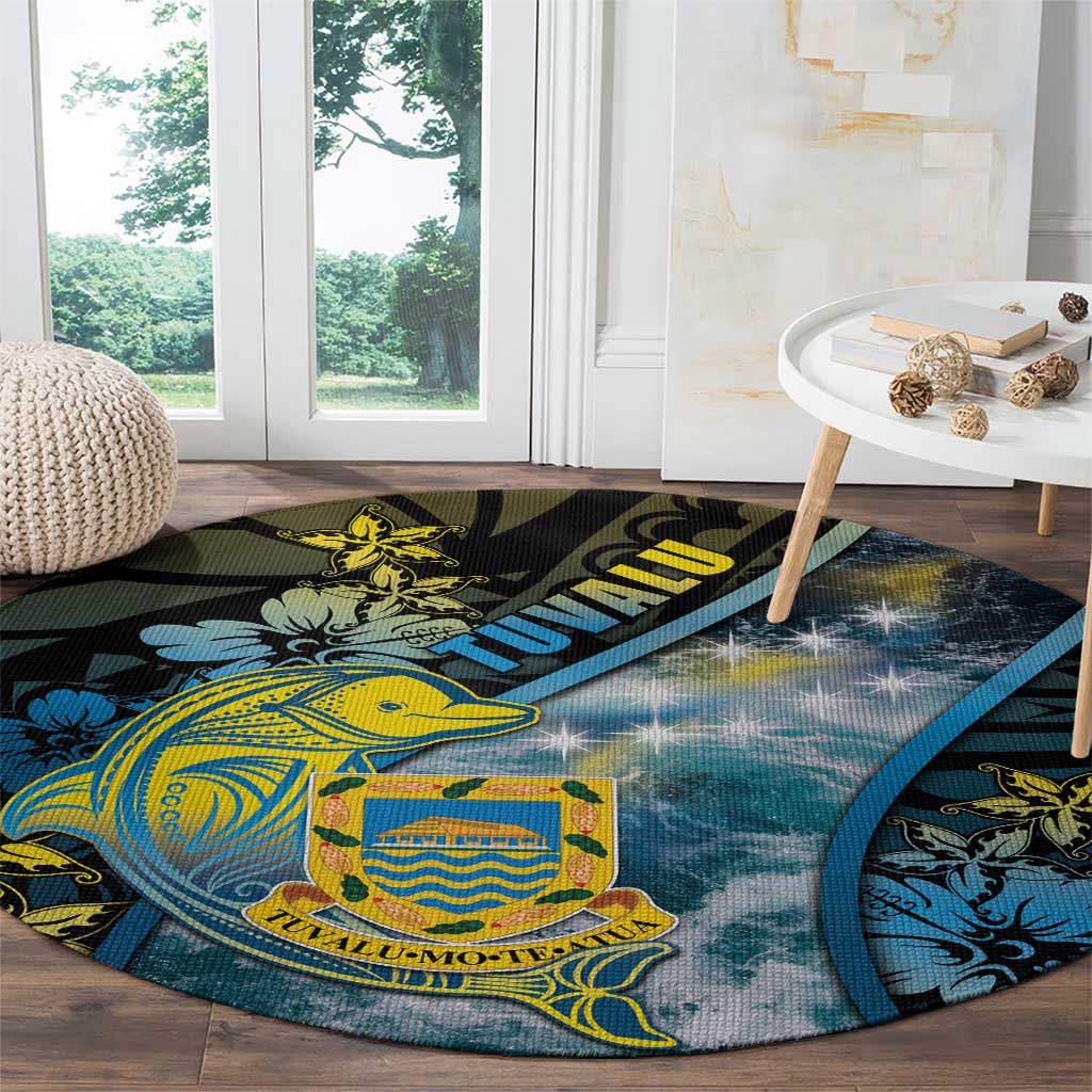 Tuvalu Round Carpet Dolphin On The Waves