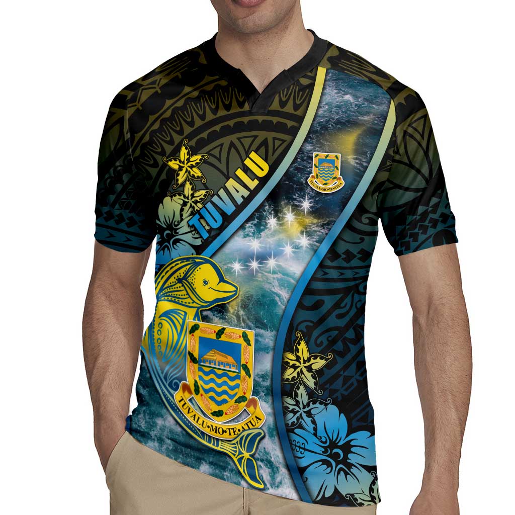 Personalised Tuvalu Rugby Jersey Dolphin On The Waves