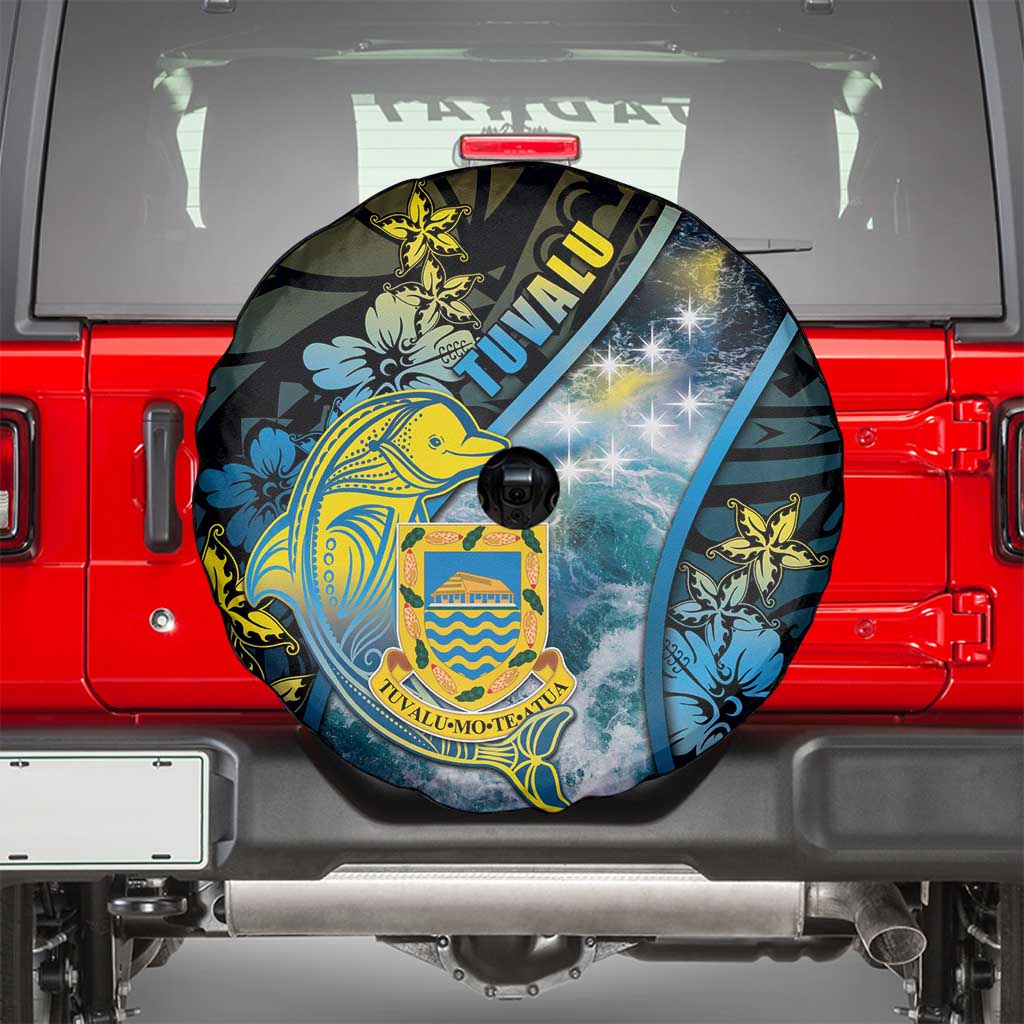 Tuvalu Spare Tire Cover Dolphin On The Waves