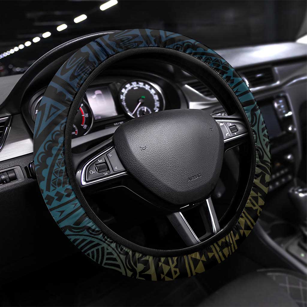 Tuvalu Steering Wheel Cover Dolphin On The Waves DT05 Universal Fit Blue - Polynesian Pride