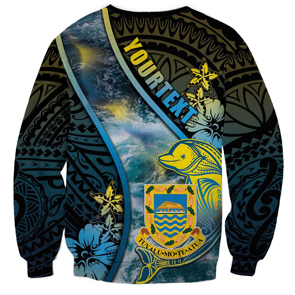Personalised Tuvalu Sweatshirt Dolphin On The Waves