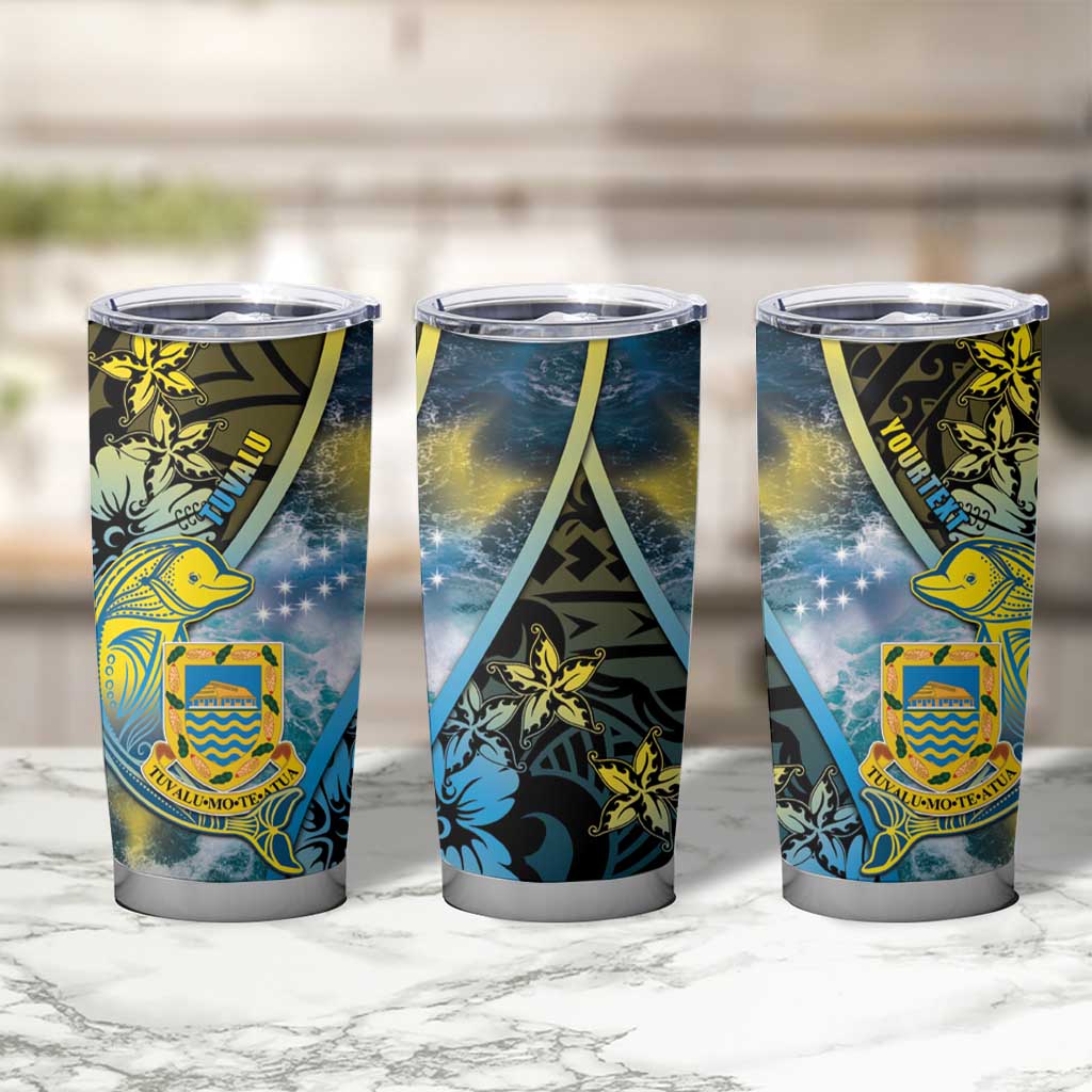 Personalised Tuvalu Tumbler Cup Dolphin On The Waves DT05 - Polynesian Pride