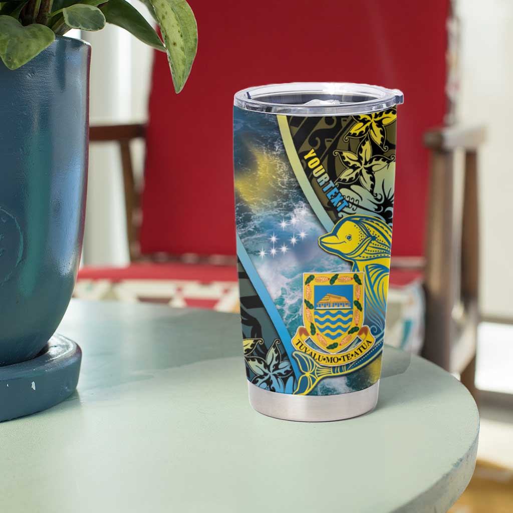Personalised Tuvalu Tumbler Cup Dolphin On The Waves DT05 - Polynesian Pride