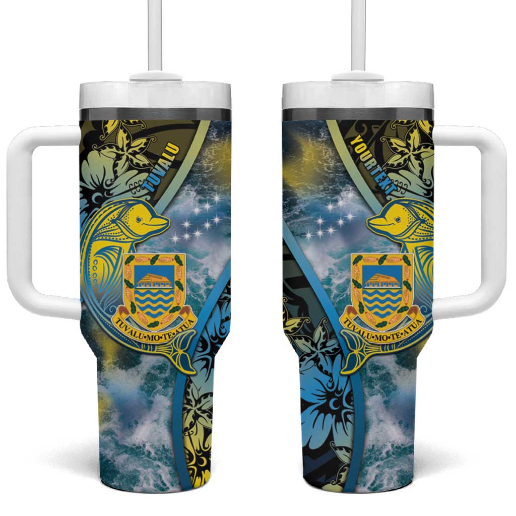Personalised Tuvalu Tumbler With Handle Dolphin On The Waves