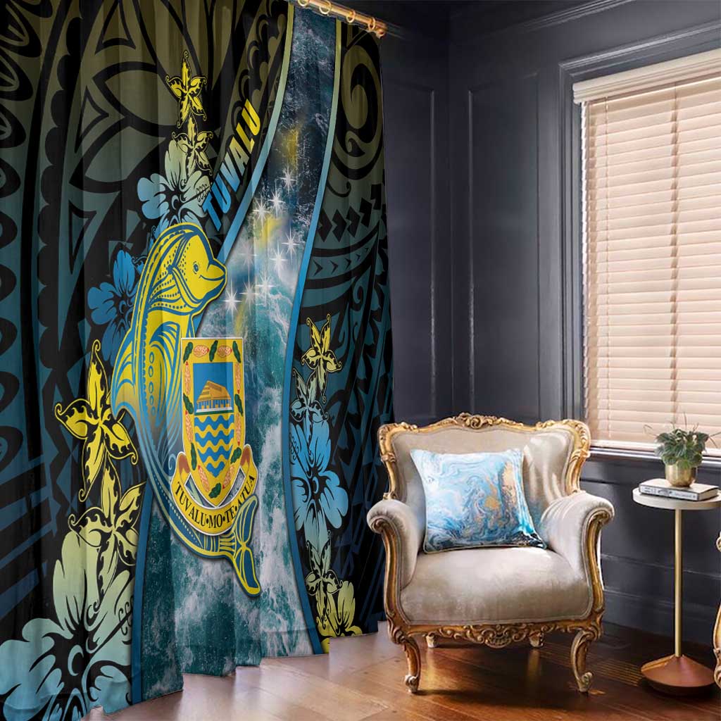 Tuvalu Window Curtain Dolphin On The Waves DT05 - Polynesian Pride