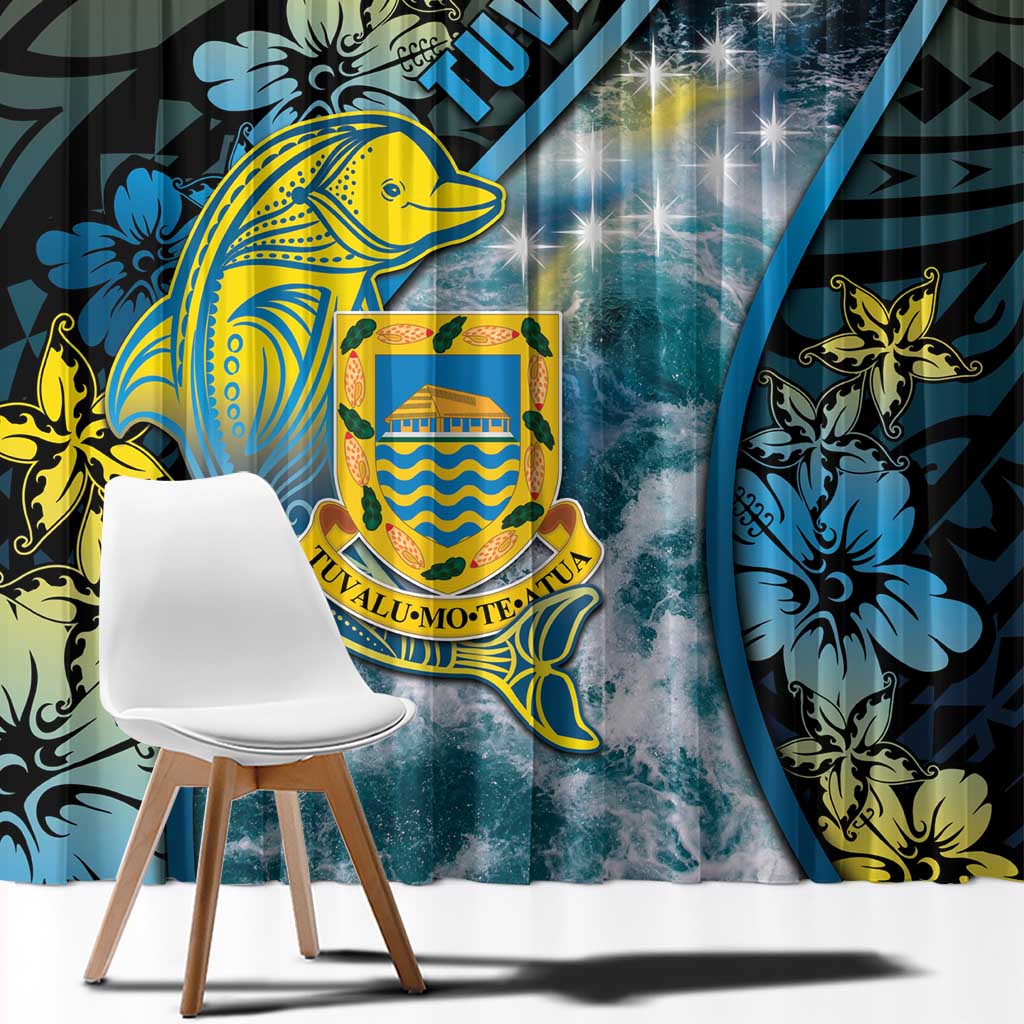 Tuvalu Window Curtain Dolphin On The Waves DT05 - Polynesian Pride