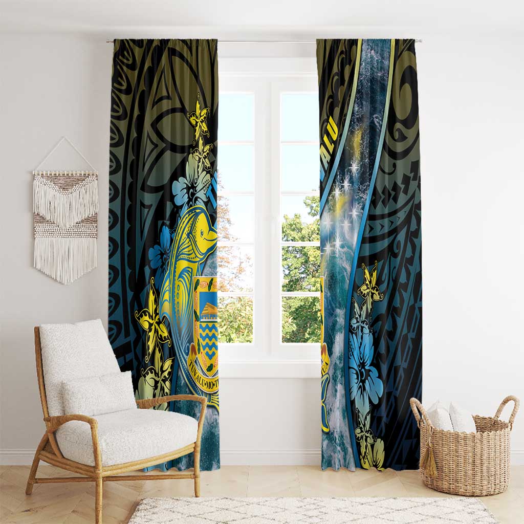 Tuvalu Window Curtain Dolphin On The Waves DT05 - Polynesian Pride