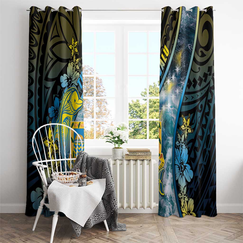 Tuvalu Window Curtain Dolphin On The Waves DT05 - Polynesian Pride