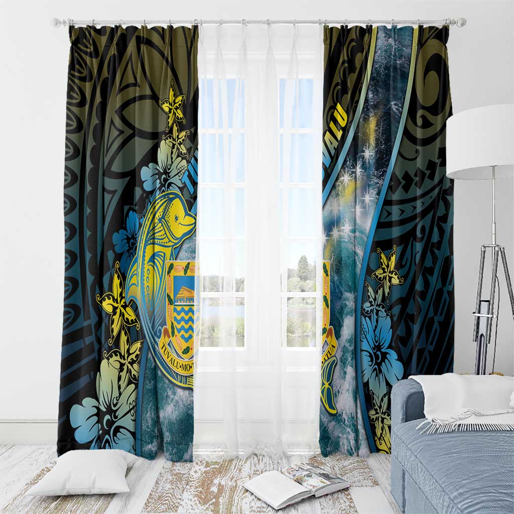 Tuvalu Window Curtain Dolphin On The Waves DT05 - Polynesian Pride