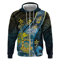 Personalised Tuvalu Zip Hoodie Dolphin On The Waves