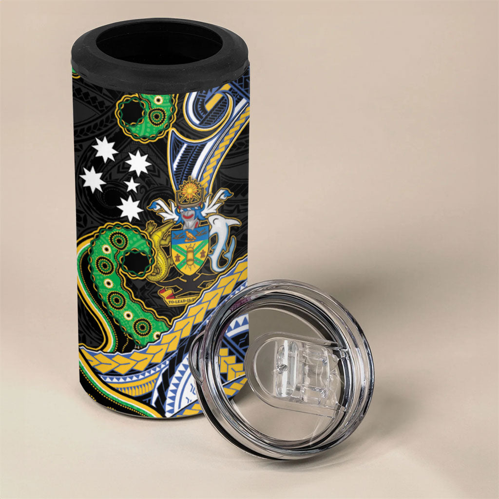 South Sea Islanders And Solomon Islands 4 in 1 Can Cooler Tumbler Solomons Coat Of Arms And Southern Cross DT05 - Polynesian Pride