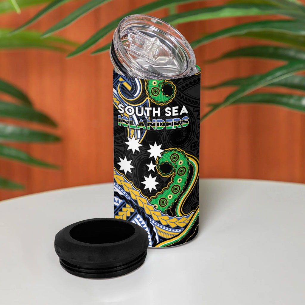 South Sea Islanders And Solomon Islands 4 in 1 Can Cooler Tumbler Solomons Coat Of Arms And Southern Cross DT05 - Polynesian Pride