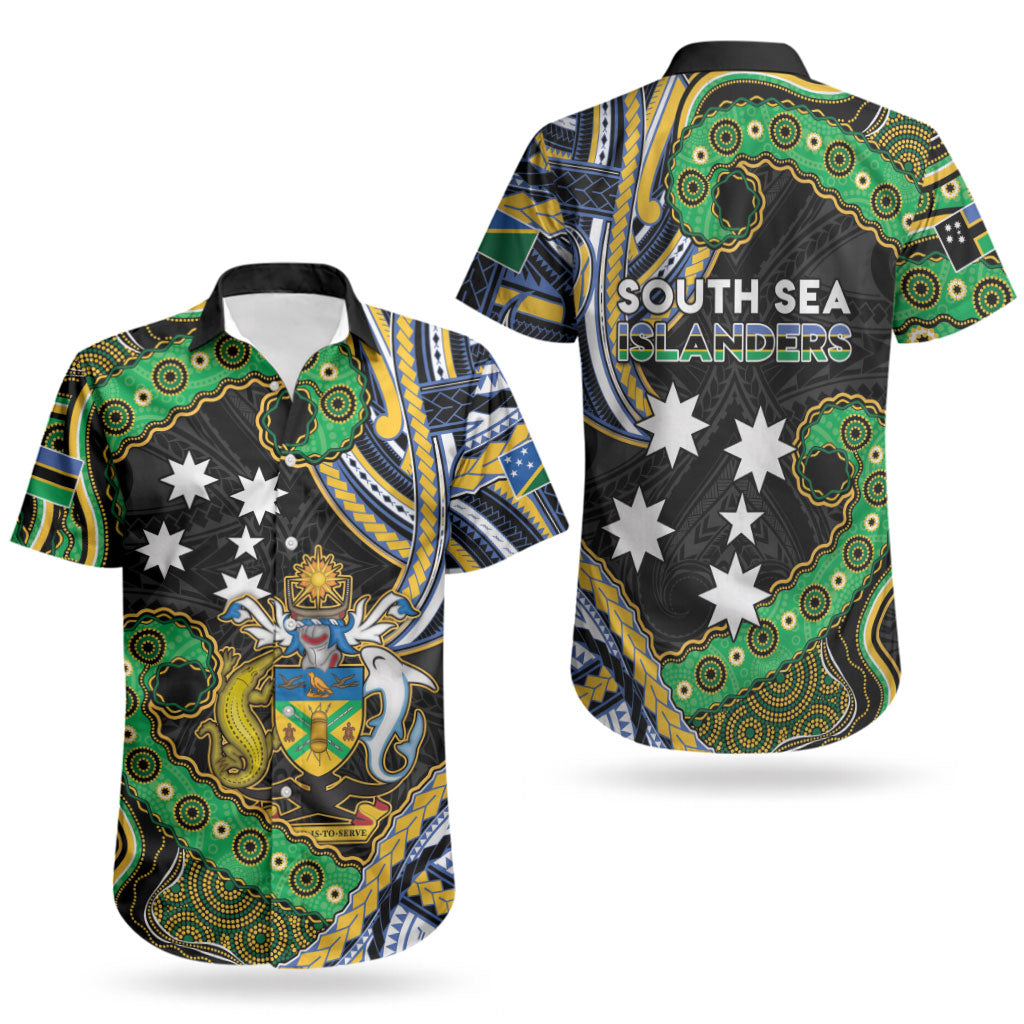 South Sea Islanders And Solomon Islands Couples Matching Summer Maxi Dress and Hawaiian Shirt Solomons Coat Of Arms And Southern Cross DT05 - Polynesian Pride