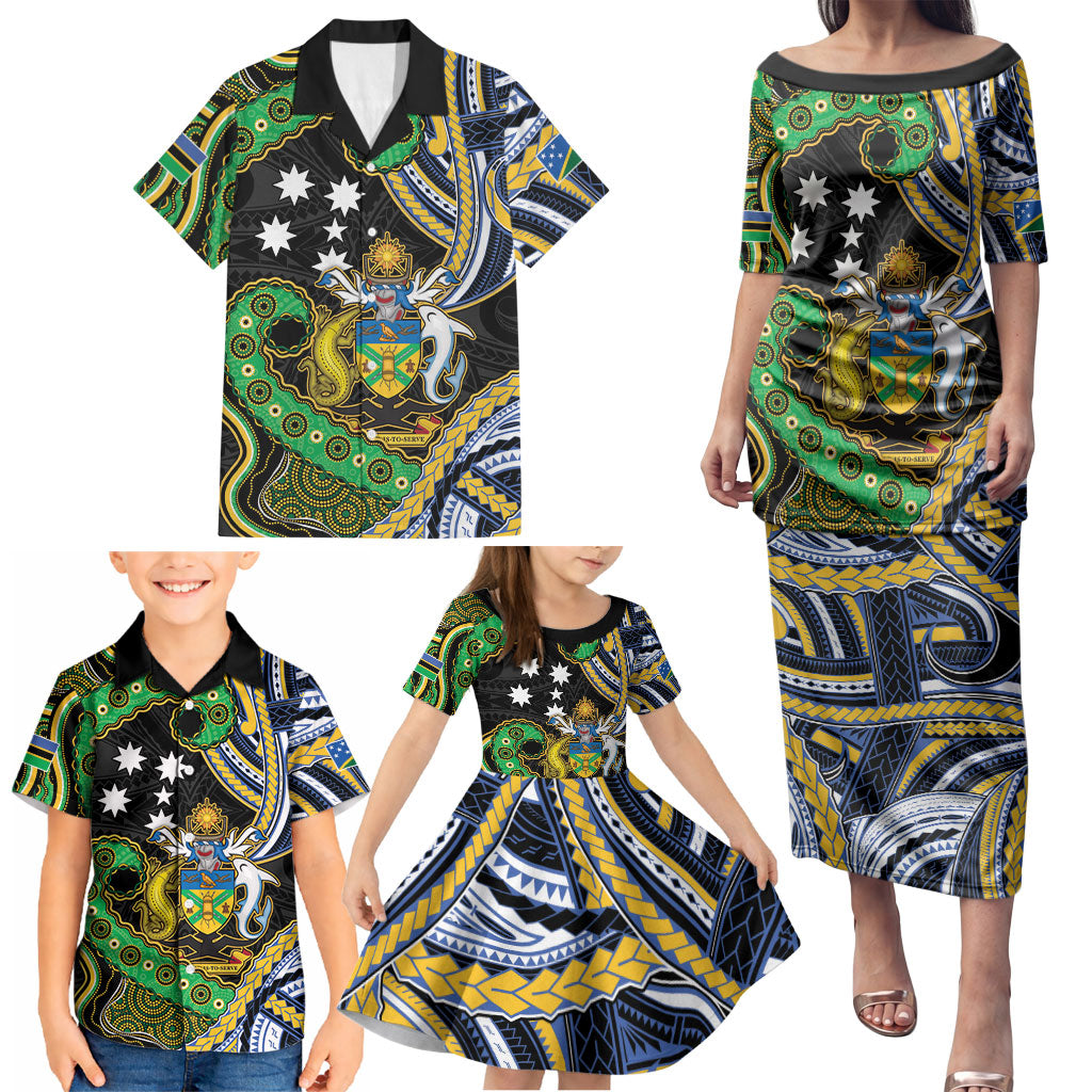 South Sea Islanders And Solomon Islands Family Matching Puletasi and Hawaiian Shirt Solomons Coat Of Arms And Southern Cross DT05 - Polynesian Pride