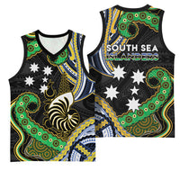 South Sea Islanders And New Caledonia Basketball Jersey Nautilus Shell Southern Cross Tribal Pattern DT05 - Polynesian Pride