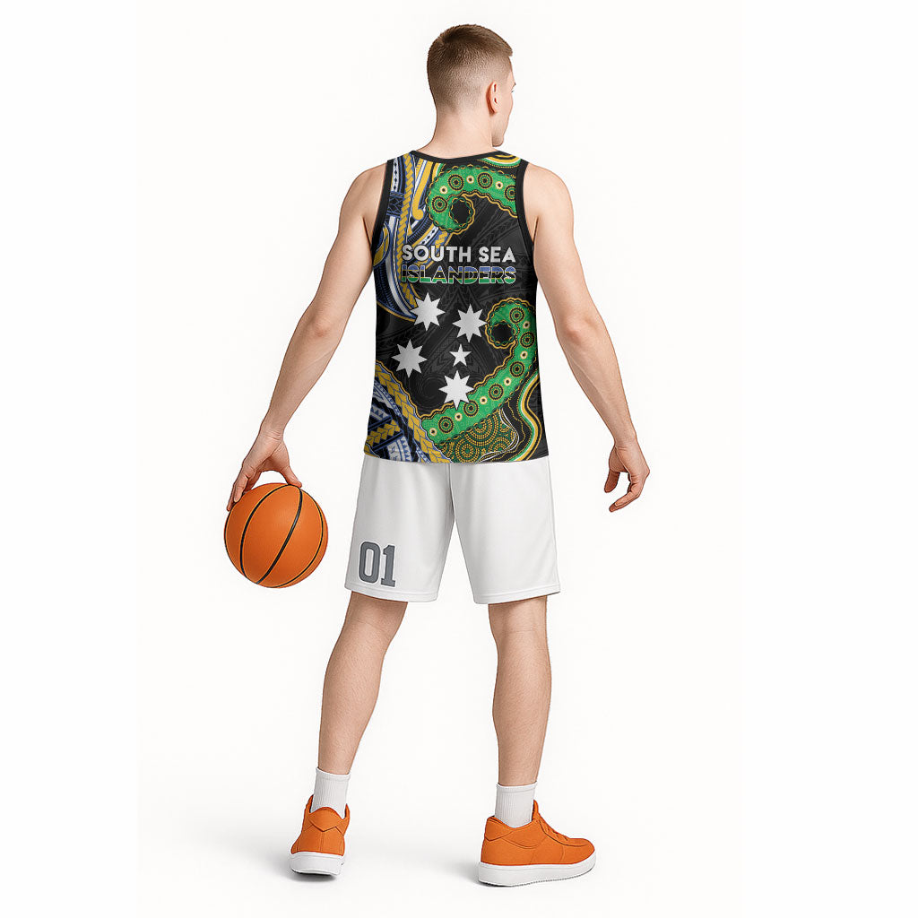 South Sea Islanders And New Caledonia Basketball Jersey Nautilus Shell Southern Cross Tribal Pattern DT05 - Polynesian Pride