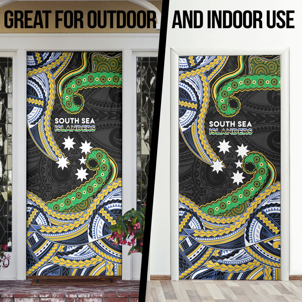 South Sea Islanders And New Caledonia Door Cover Nautilus Shell Southern Cross Tribal Pattern DT05 - Polynesian Pride