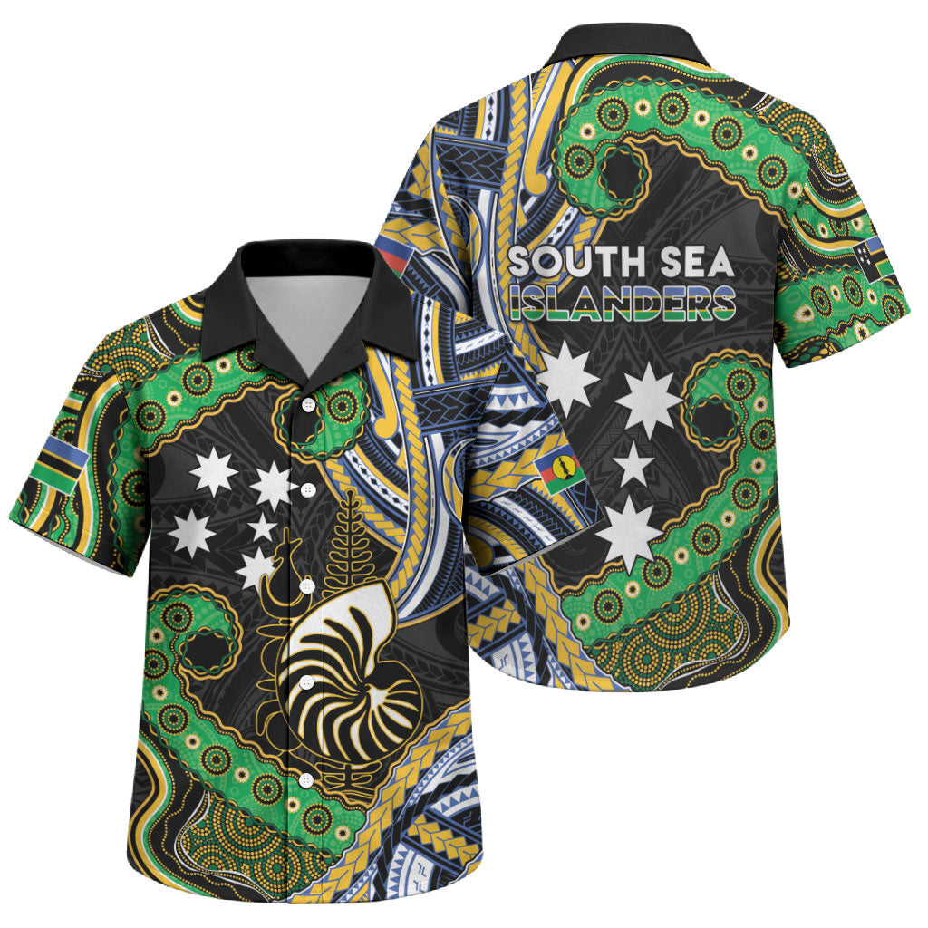 South Sea Islanders And New Caledonia Family Matching Long Sleeve Bodycon Dress and Hawaiian Shirt Nautilus Shell Southern Cross Tribal Pattern DT05 Son's Shirt Black - Polynesian Pride