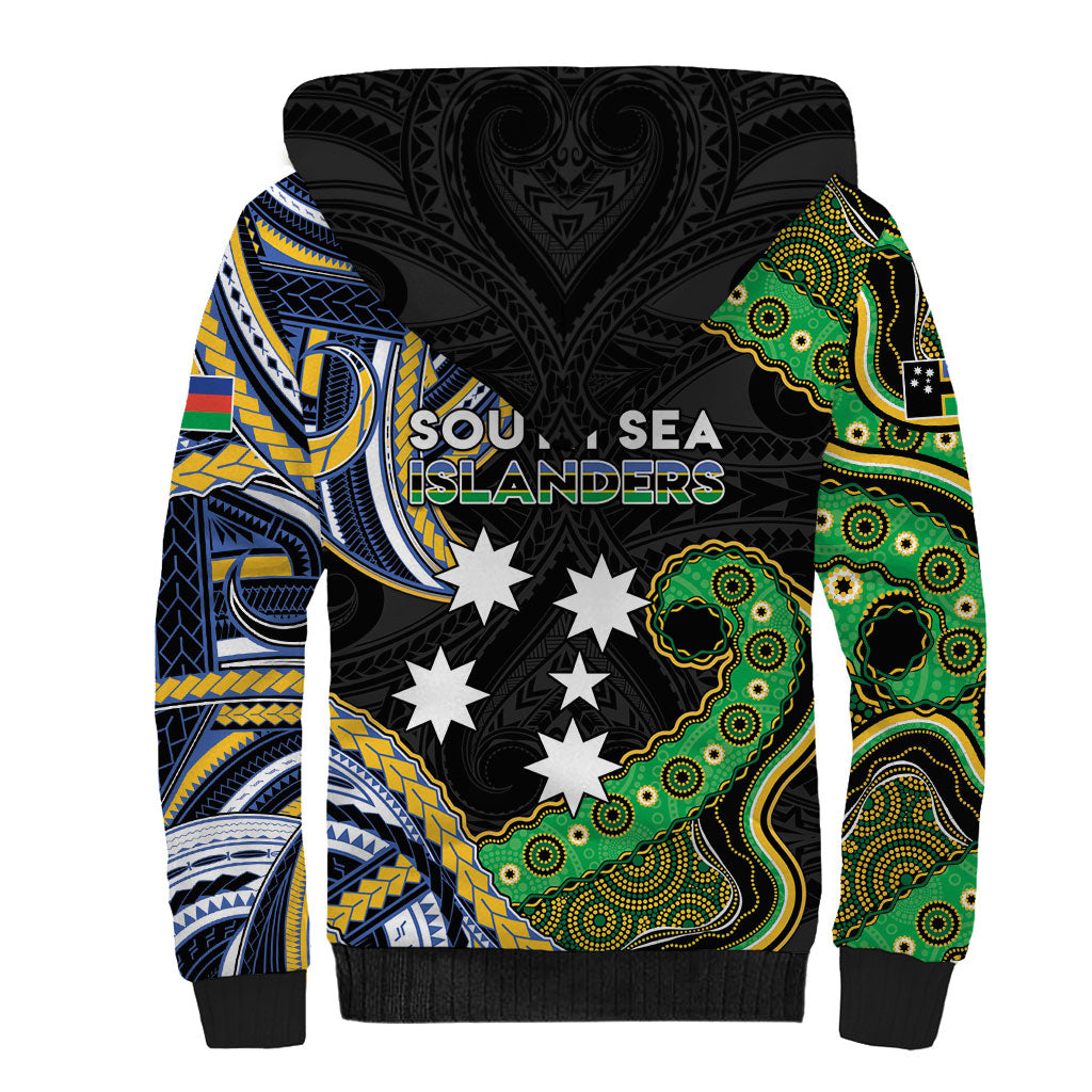 South Sea Islanders And New Caledonia Sherpa Hoodie Nautilus Shell Southern Cross Tribal Pattern DT05 - Polynesian Pride