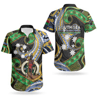 South Sea Islanders And Vanuatu Couples Matching Off The Shoulder Long Sleeve Dress and Hawaiian Shirt Boar Tusk Warrior Southern Tribal Pattern DT05 - Polynesian Pride
