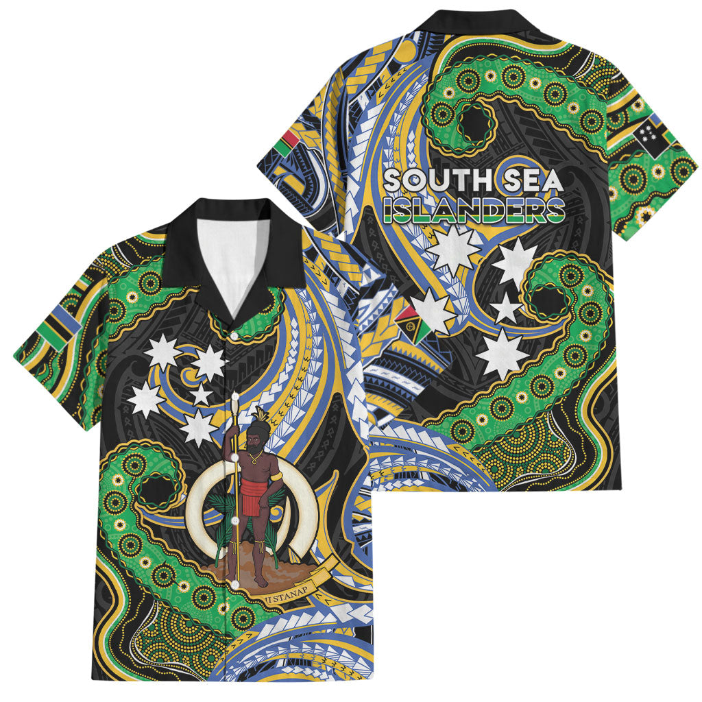 South Sea Islanders And Vanuatu Family Matching Long Sleeve Bodycon Dress and Hawaiian Shirt Boar Tusk Warrior Southern Tribal Pattern DT05 Dad's Shirt - Short Sleeve Black - Polynesian Pride