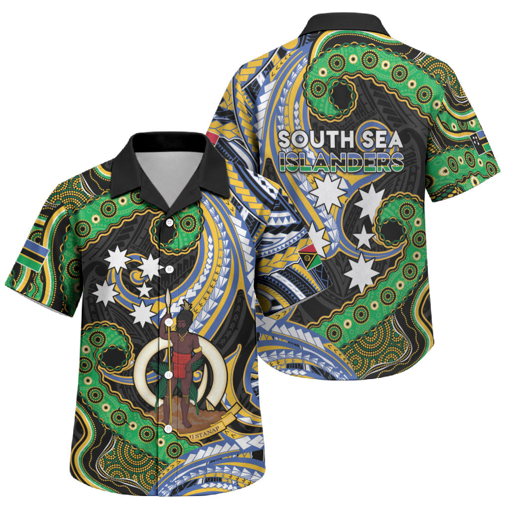 South Sea Islanders And Vanuatu Family Matching Puletasi and Hawaiian Shirt Boar Tusk Warrior Southern Tribal Pattern DT05 Son's Shirt Black - Polynesian Pride