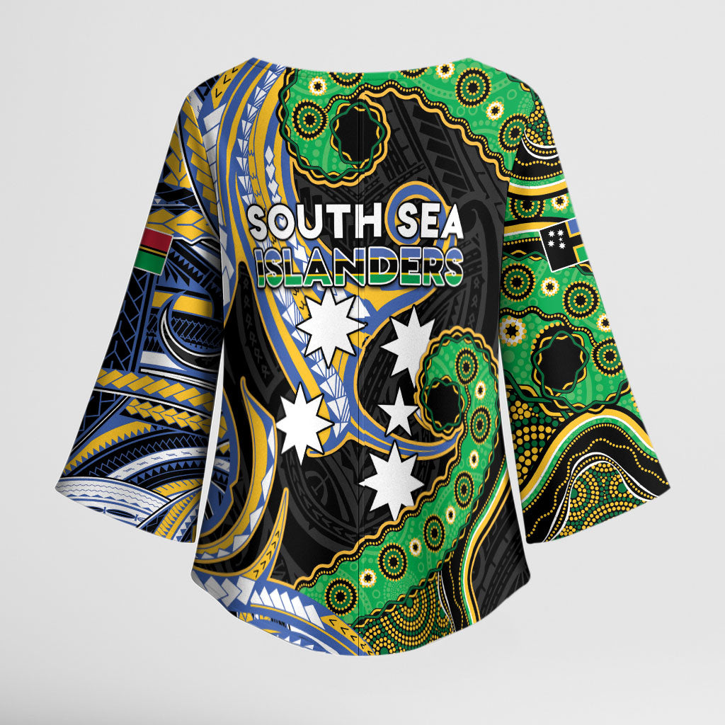South Sea Islanders And Vanuatu Kimono Sleeve Blouse Boar Tusk Warrior Southern Tribal Pattern DT05 - Polynesian Pride
