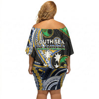 South Sea Islanders And Vanuatu Off Shoulder Short Dress Boar Tusk Warrior Southern Tribal Pattern DT05 - Polynesian Pride